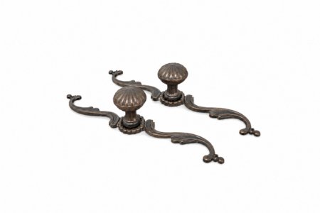 2 Pieces Curly French Style Door Pull Handles – 8 20 cm Solid Brass Vintage Bronze Patina House Door Handles, Kitchen Cabinet Pulls, Watson 405