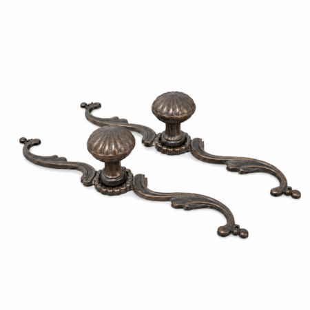 2 Pieces Curly French Style Door Pull Handles – 8 20 cm Solid Brass Vintage Bronze Patina House Door Handles, Kitchen Cabinet Pulls, Watson 405