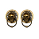 2 x Day of the Dead Skull Ring Pull Handle Solid Brass Cabinet Drawer Pull 3" Gothic Vintage