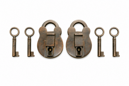 2 x Small Solid Brass Padlocks 2.12 Vintage Antique Style Heavy Brass Locks with 4 Keys
