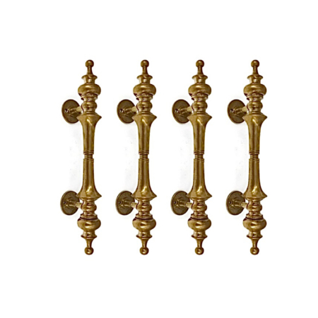 4 Solid Brass Door Pull Handles 12" Vintage Aged Spun Brass Light Weight Patina Door Handles