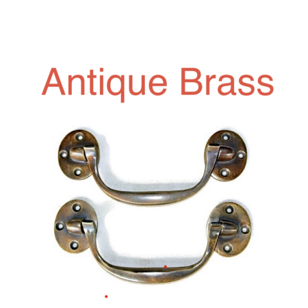 2 Solid Brass Bale Drawer Pull Handles 6 Inch 15cm, Vintage Box Trunk Pulls, Antique Brass Cabinet Handles, Heavy Kitchen Door Hardware