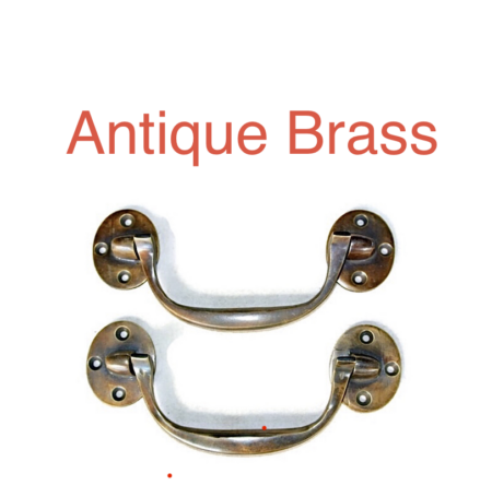 2 Solid Brass Bale Drawer Pull Handles 6 Inch 15cm, Vintage Box Trunk Pulls, Antique Brass Cabinet Handles, Heavy Kitchen Door Hardware