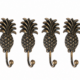 4 PINEAPPLE Shape COAT HOOKS Solid Heavy Cast Brass Antique Vintage Style 13cm Beach House Wall Hooks