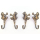 4 Small FROG HOOKS Solid Brass Vintage Antique Wall Mount Coat Hat Hooks 3.14 Rustic Decor