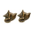2 Small SHELL FISH Solid Brass Knobs Tropical Vintage Old Style 75 mm Cabinet Drawer Pull Grab Kitchen Sea Side Fish