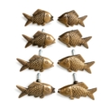 8 Aged Antique Style FISH Cabinet Door Knobs Drawer Pulls Solid Pure Brass Vintage Hardware