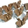 8 BUTTERFLY Shape Pulls Handles Antique Solid Brass Vintage Old Replacement Drawer Heavy Knobs