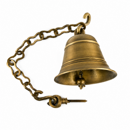 Solid Brass Door Bell 6.5" Nautical School Church Wall Mounted Bell with Chain Antique Style Heavy Brass