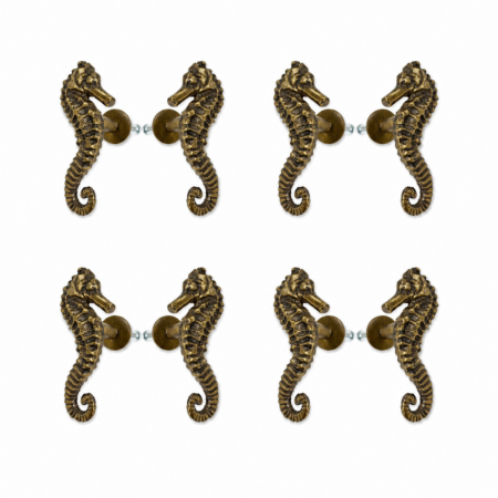 8 Seahorse Brass Knobs Pull Handles Antique Vintage Cabinet Drawer Door 75mm