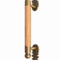 Mahogany Wood Door Pull Handle 13" Vintage Asian Style Brass & Wood Drawer Cabinet Handle 32.5cm