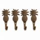 4 Small PINEAPPLE Brass Hooks – Solid Brass Wall Coat Hooks – Beach Style Vintage Pineapple Hangers – Set of 4