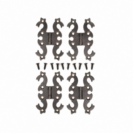 4 Small Snake Hinges Solid Brass 72mm 2.87" Aged Bronze Patina Decorative Vintage Door Box Hinges Heavy Cast Brass