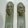 4 small SKULL HOOKS small spine pure solid BRASS old vintage style antique aged over brass 5 " long Bronze patina (Copy)