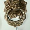 large Solid foo dragon heavy 14 cm wide pure Brass Door Knocker 8" long Chinese dog Head ring pull in mouth Vintage Front Door Knocker Door Decor