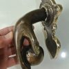rustic small hand fist ball front Door Knocker hand 6.1/2" inches long fingers solid brass hollow 16 cm vintage old style aged hinged banger