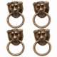 4 SMALL LION HEAD SOLID BRASS PULL HANDLES – HEAVY ANTIQUE VINTAGE CABINET FURNITURE PULLS