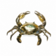 Heavy Brass Mud Crab Statue 9” Bronze Patina Nautical Crab Sculpture Coastal Decor