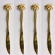 4 solid brass KNIFES 24 cm all brass polished knives HANDLES 9" inches hand made cast cutlery sets PALM design