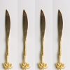 4 solid brass KNIFES 24 cm all brass polished knives HANDLES 9" inches hand made cast cutlery sets PALM design