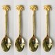 4 solid brass spoons 24 cm all brass polished spoon HANDLES 8" inches hand made cast cutlery sets PALM design