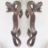 2 hollow SNAKE python brass door PULL 13" inches old style aged bronze patina heavy house PULL handle 35cm stunning hand made