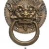 Large Solid foo dragon heavy pure Brass Door Knocker 7" Chinese dog Head ring pull in mouth Vintage Front Door Knocker Door Decor