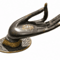 LEFT OR RIGHT HAND BUDDHA HAND DOOR PULL – 20 CM SOLID BRASS – ANTIQUE STYLE
