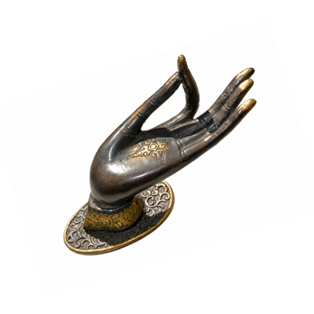 LEFT OR RIGHT HAND BUDDHA HAND DOOR PULL – 20 CM SOLID BRASS – ANTIQUE STYLE