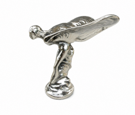 Large Silver Plated Flying Lady Statue 12” Spirit of Ecstasy Style Brass Car Mascot Sculpture Vintage Automotive Decor