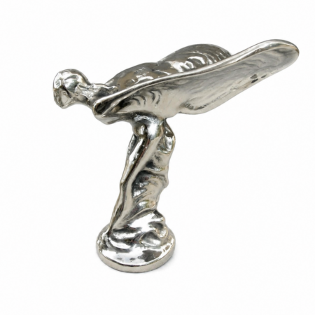 Large Silver Plated Flying Lady Statue 12” Spirit of Ecstasy Style Brass Car Mascot Sculpture Vintage Automotive Decor