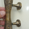 2 amazing 4.1/2 " small engraved solid brass 12 cm hollow aged door handles old style heavy house PULL grab gate hand made cabinet pull bronze patina