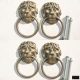 4 PULLS handles Small heavy LION SOLID BRASS old style screws house antiques bronze aged patina