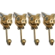 4 large PIG COAT HOOKS solid age brass old vintage old style 13 cm hook aged bronze look beach house wall hang B