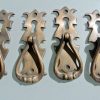 4 small knob pulls handles door old vintage antique style drops knobs 4" Key Hole heavy bronze patina solid brass