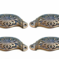 8 Engraved Cast Shell Shape Pulls Handles Brass Watson 3050 POLISHED 10 cm