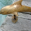 amazing large DOLPHIN handle door PULL solid brass hollow antique brass finish old aged style 37 cm house grab