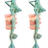 skinny MERMAID 35 cm solid brass door PULL old style heavy house PULL handle 13" aged green seaside patina
