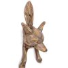 small FOX head old heavy front Door Knocker SOLID BRASS vintage old style bronze patina 15 cm bronze patina