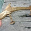 amazing large DOLPHIN handle door PULL solid brass hollow antique brass finish old aged style 37 cm house grab