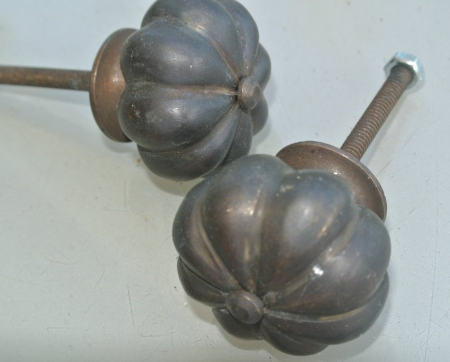 2 small heavy 1.1/2" inch wide pulls handles knob GARLIC SHAPE antique style solid pure brass vintage drawer knobs 36 mm kitchen antiques