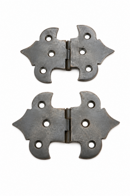 2 Small Offset Scallop Solid Brass Hinges Antique Style Cabinet Door Hinges