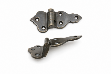 2 Small Offset Scallop Solid Brass Hinges Antique Style Heavy Cabinet Door Hinges