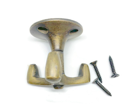 2 small Vintage spinning deco solid BRASS wardrobe HOOKS, kitchen, ceiling hooks, coat bag hooks, cabinet hardware, antique brass