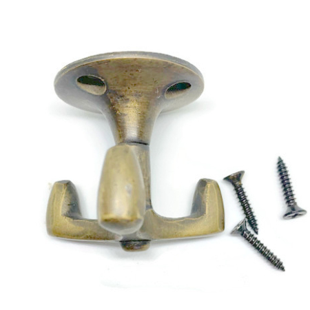 2 small Vintage spinning deco solid BRASS wardrobe HOOKS, kitchen, ceiling hooks, coat bag hooks, cabinet hardware, antique brass
