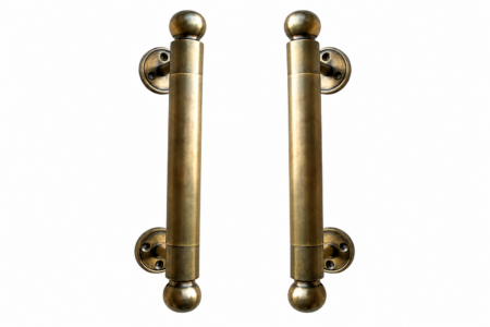 2 x Solid Brass Hollow Door Pull Handle 10" Vintage Aged Retro Gate Boat Cabinet Grab