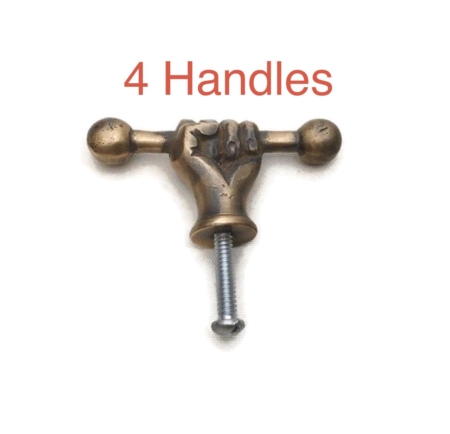 4 Fist Hand Knobs Solid Brass Antique Cabinet Drawer Pulls 2.5" Heavy Vintage 66 mm