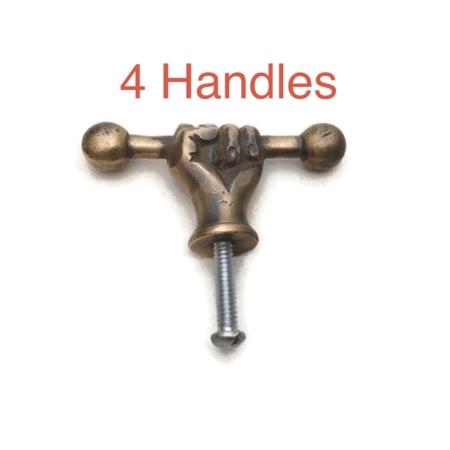 4 Fist Hand Knobs Solid Brass Antique Cabinet Drawer Pulls 2.5" Heavy Vintage 66 mm
