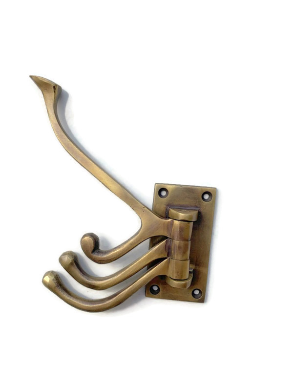 SWIVEL swing COAT HOOK 100% solid brass old style 6  Deco hall stand  vintage style heavy bronze oxidized patina 15 cm - Watson Brass - Javanese  Handicrafts & Accessories
