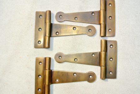 4 small cast heavy hinges vintage aged style solid Brass DOOR BOX restoration heavy 4" 100mm natural aged oxidized bronze patina